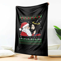 Funny Christmas Santa and Jesus Throw Blanket Most Wonderful Time Christian Holiday Gag Gift - Wonder Print Shop