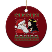 Funny Christmas Santa and Jesus Ceramic Ornament Most Wonderful Time Christian Holiday Gag Gift - Wonder Print Shop