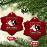 Funny Christmas Santa and Jesus Ceramic Ornament Most Wonderful Time Christian Holiday Gag Gift - Wonder Print Shop