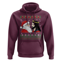 Funny Christmas Santa and Jesus Hoodie Most Wonderful Time Christian Holiday Gag Gift - Wonder Print Shop