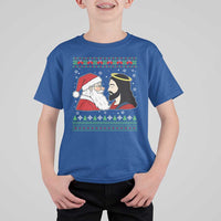 Funny Christmas Santa and Jesus T Shirt For Kid Most Wonderful Time Christian Holiday Gag Gift - Wonder Print Shop
