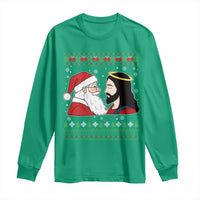 Funny Christmas Santa and Jesus Long Sleeve Shirt Most Wonderful Time Christian Holiday Gag Gift - Wonder Print Shop