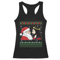 Funny Christmas Santa and Jesus Racerback Tank Top Most Wonderful Time Christian Holiday Gag Gift - Wonder Print Shop