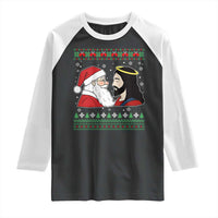 Funny Christmas Santa and Jesus Raglan Shirt Most Wonderful Time Christian Holiday Gag Gift - Wonder Print Shop