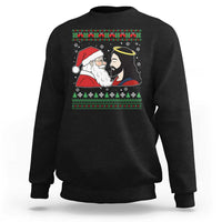 Funny Christmas Santa and Jesus Sweatshirt Most Wonderful Time Christian Holiday Gag Gift - Wonder Print Shop