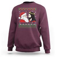 Funny Christmas Santa and Jesus Sweatshirt Most Wonderful Time Christian Holiday Gag Gift - Wonder Print Shop