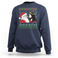 Funny Christmas Santa and Jesus Sweatshirt Most Wonderful Time Christian Holiday Gag Gift - Wonder Print Shop