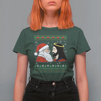Funny Christmas Santa and Jesus T Shirt For Women Most Wonderful Time Christian Holiday Gag Gift - Wonder Print Shop