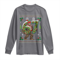 67 Meme Christmas Bigfoot Long Sleeve Shirt Funny Six Seven Wreath Sasquatch Holiday Gag Gift - Wonder Print Shop