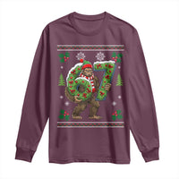 67 Meme Christmas Bigfoot Long Sleeve Shirt Funny Six Seven Wreath Sasquatch Holiday Gag Gift - Wonder Print Shop
