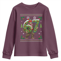 67 Meme Christmas Bigfoot Youth Sweatshirt Funny Six Seven Wreath Sasquatch Holiday Gag Gift - Wonder Print Shop