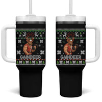 Funny Christmas Workout Gaindeer Tumbler With Handle Muscular Reindeer Holiday Gym Humor Wordplay - Wonder Print Shop