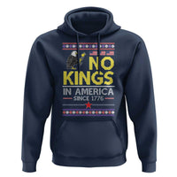 Funny Patriotic Christmas No Kings in America Hoodie Since 1776 Bald Eagle Ugly Sweater - Wonder Print Shop