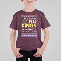 Funny Patriotic Christmas No Kings in America T Shirt For Kid Since 1776 Bald Eagle Ugly Sweater - Wonder Print Shop