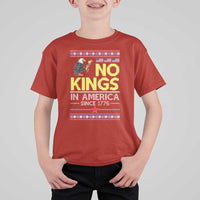 Funny Patriotic Christmas No Kings in America T Shirt For Kid Since 1776 Bald Eagle Ugly Sweater - Wonder Print Shop