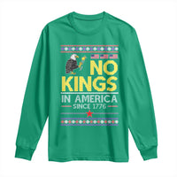 Funny Patriotic Christmas No Kings in America Long Sleeve Shirt Since 1776 Bald Eagle Ugly Sweater - Wonder Print Shop