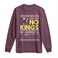 Funny Patriotic Christmas No Kings in America Long Sleeve Shirt Since 1776 Bald Eagle Ugly Sweater - Wonder Print Shop