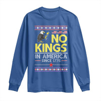 Funny Patriotic Christmas No Kings in America Long Sleeve Shirt Since 1776 Bald Eagle Ugly Sweater - Wonder Print Shop