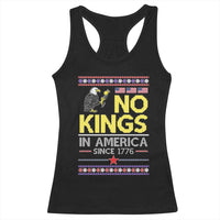 Funny Patriotic Christmas No Kings in America Racerback Tank Top Since 1776 Bald Eagle Ugly Sweater - Wonder Print Shop
