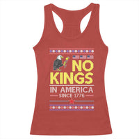 Funny Patriotic Christmas No Kings in America Racerback Tank Top Since 1776 Bald Eagle Ugly Sweater - Wonder Print Shop