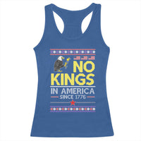 Funny Patriotic Christmas No Kings in America Racerback Tank Top Since 1776 Bald Eagle Ugly Sweater - Wonder Print Shop