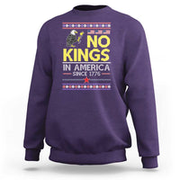 Funny Patriotic Christmas No Kings in America Sweatshirt Since 1776 Bald Eagle Ugly Sweater - Wonder Print Shop