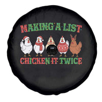 Funny Chicken Christmas Pun Spare Tire Cover Making a List Chicken It Twice Cute Holiday Farm Animal - Wonder Print Shop