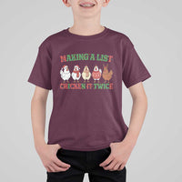 Funny Chicken Christmas Pun T Shirt For Kid Making a List Chicken It Twice Cute Holiday Farm Animal - Wonder Print Shop