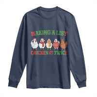 Funny Chicken Christmas Pun Long Sleeve Shirt Making a List Chicken It Twice Cute Holiday Farm Animal - Wonder Print Shop