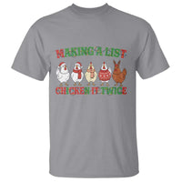 Funny Chicken Christmas Pun T Shirt Making a List Chicken It Twice Cute Holiday Farm Animal - Wonder Print Shop