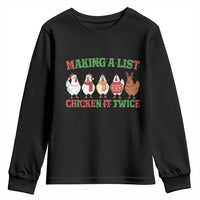 Funny Chicken Christmas Pun Youth Sweatshirt Making a List Chicken It Twice Cute Holiday Farm Animal - Wonder Print Shop