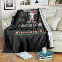 Dear Santa Angus Cow Christmas Throw Blanket Funny Farm Cow Lover Holiday Farm Ugly Sweater - Wonder Print Shop