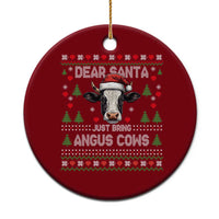 Dear Santa Angus Cow Christmas Ceramic Ornament Funny Farm Cow Lover Holiday Farm Ugly Sweater - Wonder Print Shop
