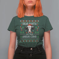 Dear Santa Angus Cow Christmas T Shirt For Women Funny Farm Cow Lover Holiday Farm Ugly Sweater - Wonder Print Shop