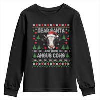Dear Santa Angus Cow Christmas Youth Sweatshirt Funny Farm Cow Lover Holiday Farm Ugly Sweater - Wonder Print Shop