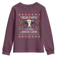 Dear Santa Angus Cow Christmas Youth Sweatshirt Funny Farm Cow Lover Holiday Farm Ugly Sweater - Wonder Print Shop