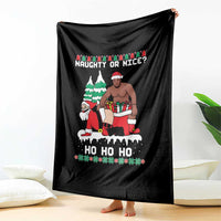 Funny Santa and Diddy Christmas Throw Blanket Naughty or Nice Ho Ho Ho Adult Humor Holiday - Wonder Print Shop