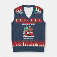 Funny Santa and Diddy Xmas V-Neck Knit Sweater Vest Naughty or Nice Ho Ho Ho Adult Humor Holiday - Wonder Print Shop