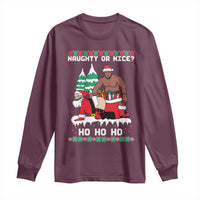 Funny Santa and Diddy Christmas Long Sleeve Shirt Naughty or Nice Ho Ho Ho Adult Humor Holiday - Wonder Print Shop