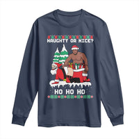 Funny Santa and Diddy Christmas Long Sleeve Shirt Naughty or Nice Ho Ho Ho Adult Humor Holiday - Wonder Print Shop