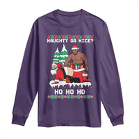 Funny Santa and Diddy Christmas Long Sleeve Shirt Naughty or Nice Ho Ho Ho Adult Humor Holiday - Wonder Print Shop