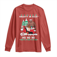 Funny Santa and Diddy Christmas Long Sleeve Shirt Naughty or Nice Ho Ho Ho Adult Humor Holiday - Wonder Print Shop