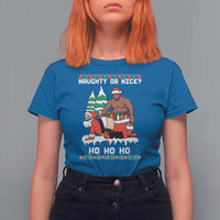 Funny Santa and Diddy Christmas T Shirt For Women Naughty or Nice Ho Ho Ho Adult Humor Holiday - Wonder Print Shop