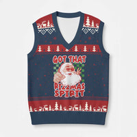 Funny Santa Rizz Xmas V-Neck Knit Sweater Vest Got That Rizzmas Spirit Retro Groovy - Wonder Print Shop