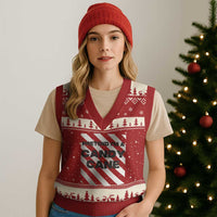 Funny Xmas Costume V-Neck Knit Sweater Vest Pretend I'm A Candy Cane - Wonder Print Shop