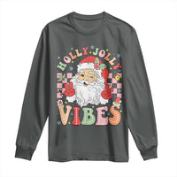 Retro Santa Christmas Long Sleeve Shirt Groovy Cute Santa Claus Christmas Vibes Xmas
