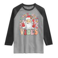 Retro Santa Christmas Raglan Shirt Groovy Cute Santa Claus Christmas Vibes Xmas