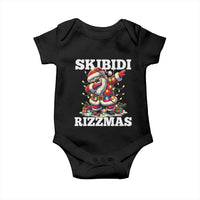 Funny Dabbing Santa Rizz Christmas Baby Onesie Skibidi Rizzmas Xmas Lights