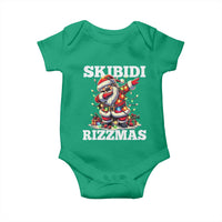 Funny Dabbing Santa Rizz Christmas Baby Onesie Skibidi Rizzmas Xmas Lights