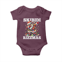 Funny Dabbing Santa Rizz Christmas Baby Onesie Skibidi Rizzmas Xmas Lights